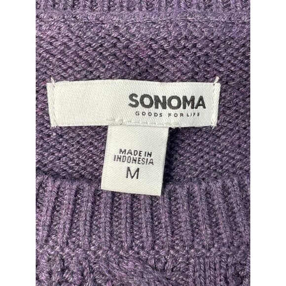 Sonoma Women's Purple Medium Cable Knit Long Sleeve Round Neck Sweater USED - Picture 2 of 7